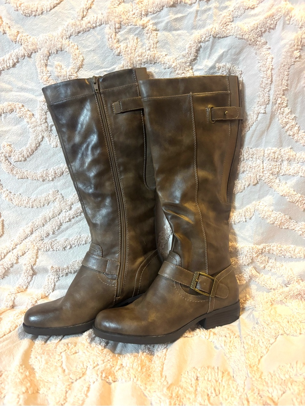 Kim Rogers Tall Brown Buckle Riding Boots